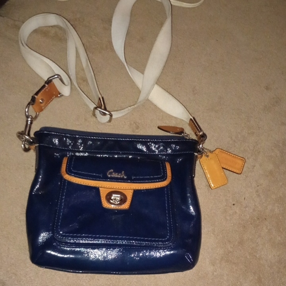 Coach Blue and Tan Crossbody Bag